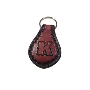 Monogram K Leather Keychain Brown Black Western